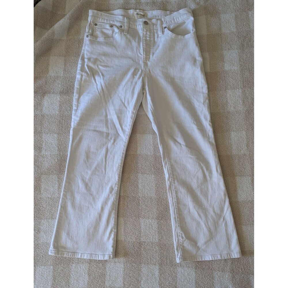 Madewell White Cali Demi-Boot Jeans Size 31 High Waist Kick Flare Denim preppy